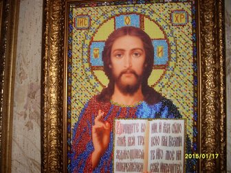 Свежее фотографию Разное Продаю картину вышитую бисером Икона Иисуса Христа 5 тыс руб 32450392 в Москве