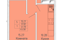1-к квартира, улица Советская, дом 7,площадь 41,7, этаж 10