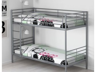 Двухъярусная металлическая кровать Ikea в отличном состоянии,  Полная комплектация,  Продается вместе с 2 матрасами и чехлами, Состояние: Б/у в Ростове-на-Дону